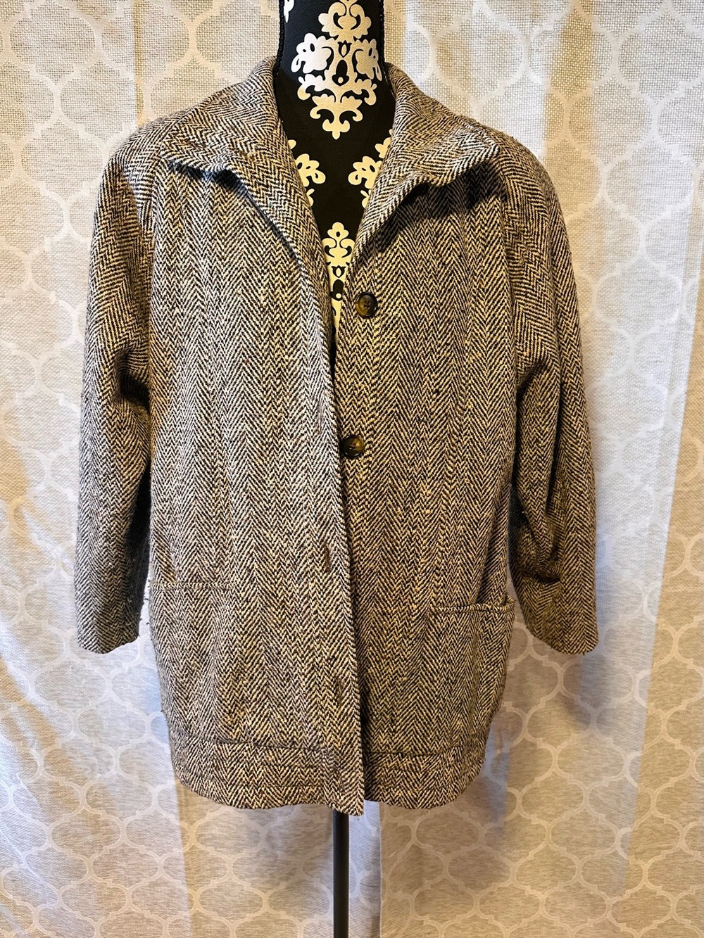 VTG Ferncroft Herringbone Wool Blend Car coat size 6 ILGWU Union made